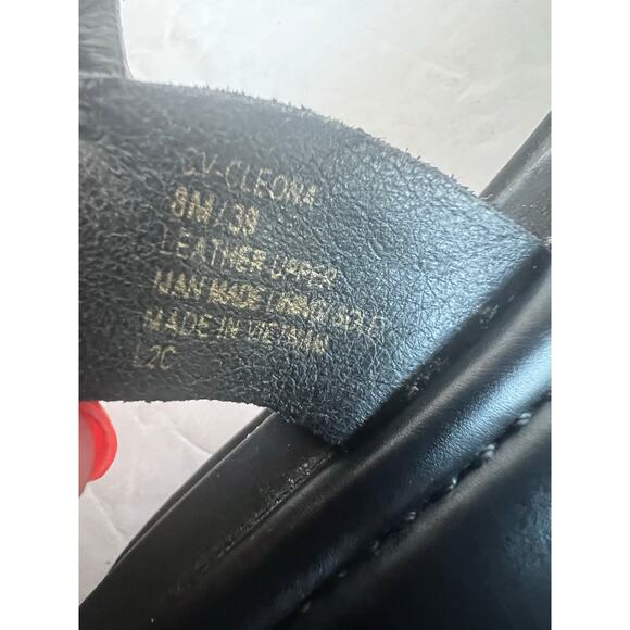 Crown Vintage Cleona Black Leather Strappy Platform Buckle Square Toe Sandal 8M - Picture 11 of 11